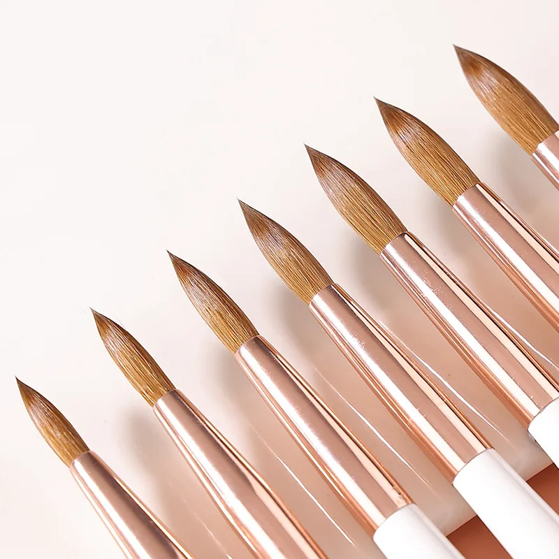 Professional Acrylic Nail Brushes Size 8/10/12/14/16/18 Kolinsky Nail Brush Custom Logo Acrylic Nails Extension Brush