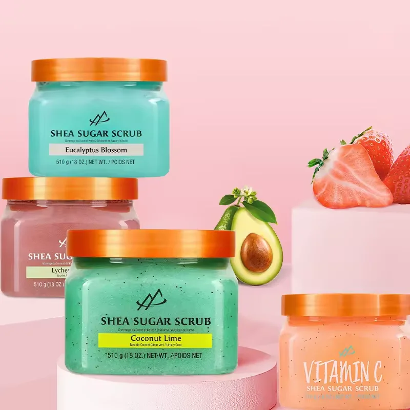 Customize wholesale whitening fruit body scrub organic best  exfoliating coconut body scrub for girls private label