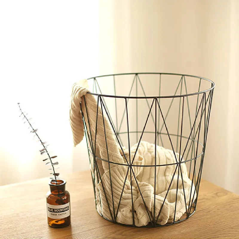 Металлическая проволочная корзина для домашнего хранения, круглый журнальный столик с крышкой из массива дерева