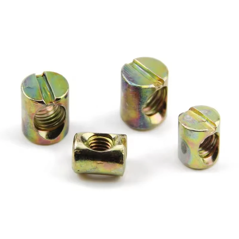 High Precision Zinc Brass Carbon Steel Brass Stainless Steel M8 X 12mm M3 M4 M6 Cross Dowel Barrel Nut