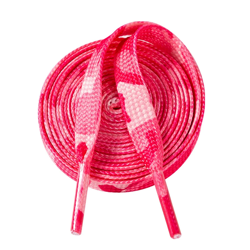 New Custom Wholesale Korean Designer Flat Camouflage Printing Polyester Double-deck Shoe Laces for Canvas Shoes