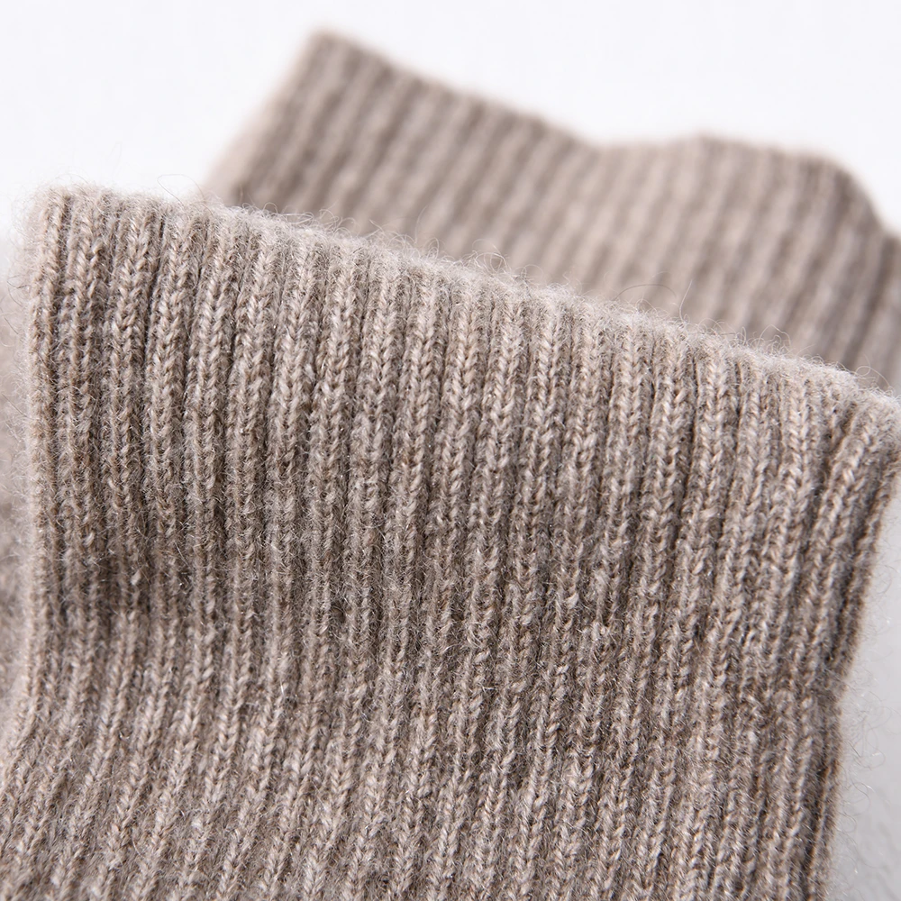 Wholesale Winter Half Finger Striped Knit Mittens Thick Outdoor Luxury Women Pure 100% Cashmere Long Knitted Fingerless Gloves