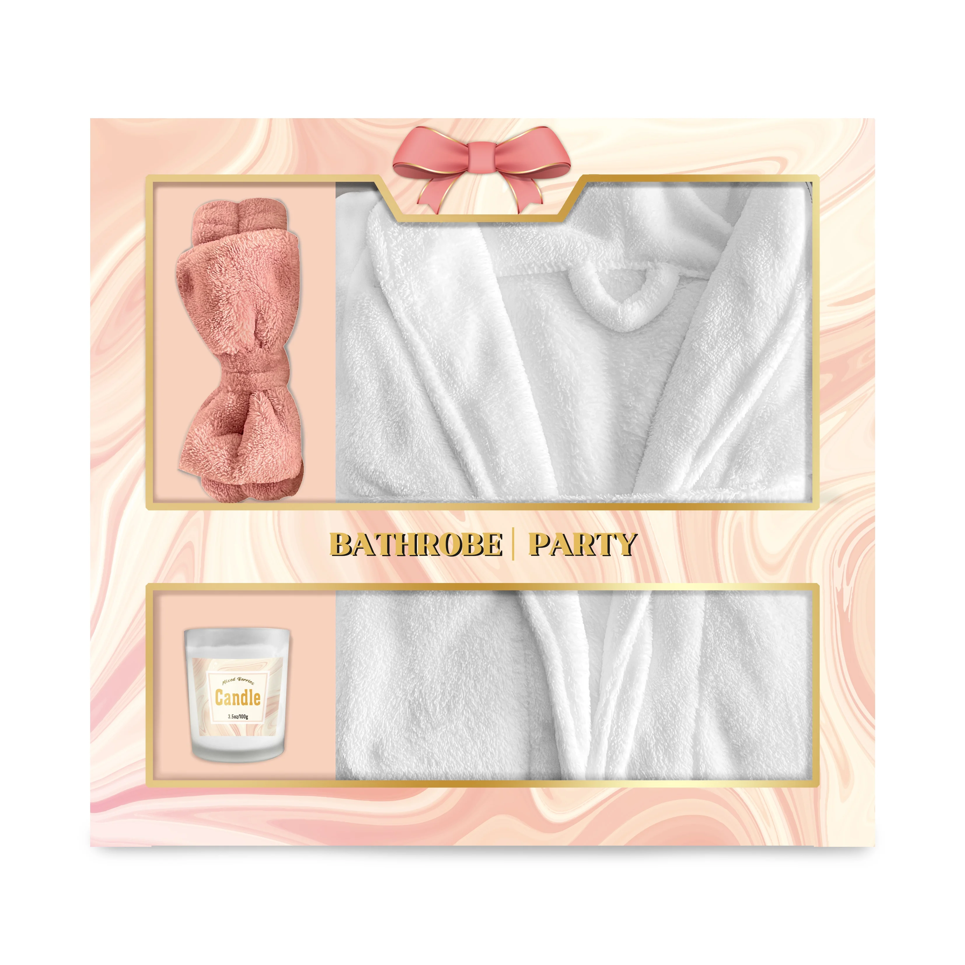 Wholesale customize luxury women pamper skin care bath and Aromatherapy candles bath robe set gift