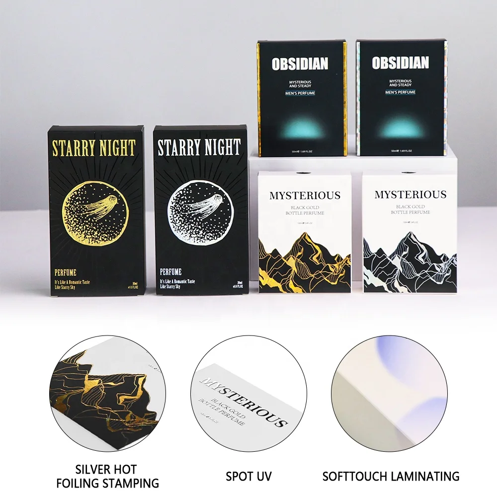 High quality custom logo printed lipstick skin care gift box Black perfume scent Essential Oil Premium packaging box