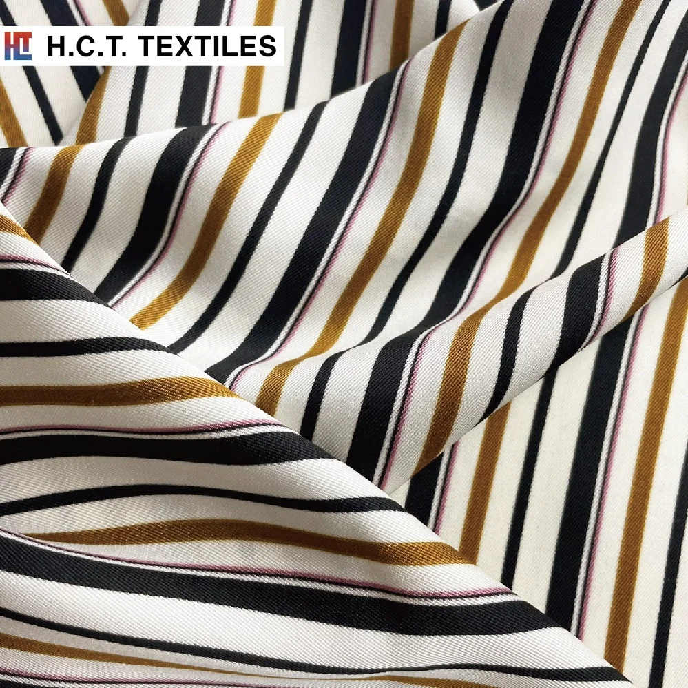 Мягкая и гладкая ткань с принтом в полоску 95 г полиэстер 100% драпировочная диагональным переплетением для платья-Блузки