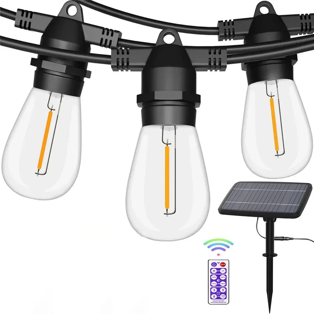 Outdoor Camping Holiday Christmas Lighting S14 G40 String Light Waterproof Patio Ball LED Garden Decorative Solar String Lights