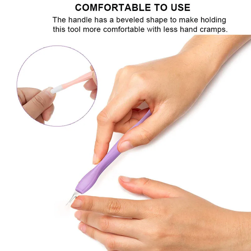 Nail Art Salon Manicure Tool Trimming Double Head Stainless Steel Dead Skin Fork Remover Rubber Tipped Cuticle Pusher Trimmer