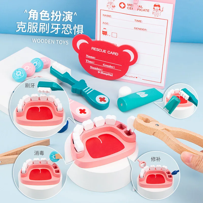 EN71 CPC Wholesale Boxed Wooden Doctor Toys Pretend Play Toys For Girls Boys Kids