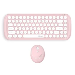Pink mouse and keyboard  high quality 2.4ghz wireless office mouse & keyboard combo retro key design custom LOGO for cute girl