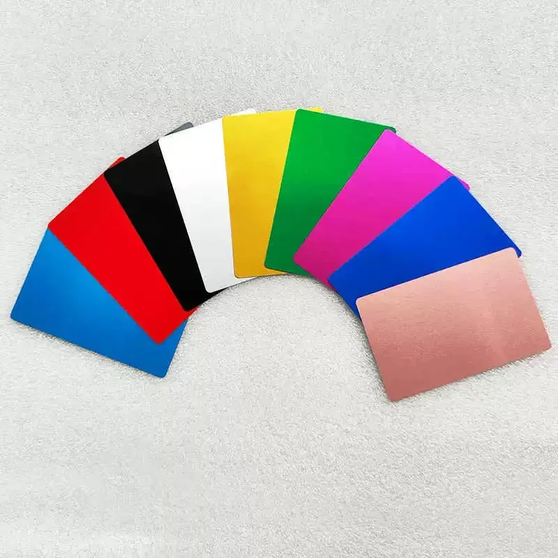 Color 0.2mm Aluminium Black Blue Luxurious Finish Blank Metal Business Cards For Laser Engraving Marking machine Anodization