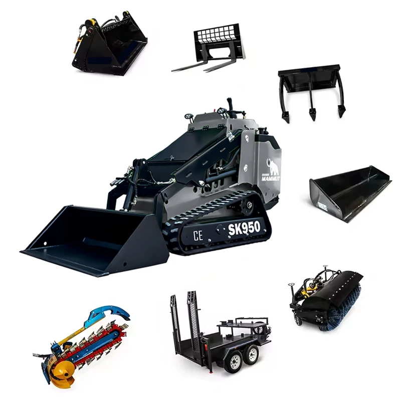 mammut 23hp 25hp 27hp  Diesel Power 1000lbs 1200lbs 1500lbs Capacity Walk Behind Crawler Mini Skid Steer Loader For Sales In USA