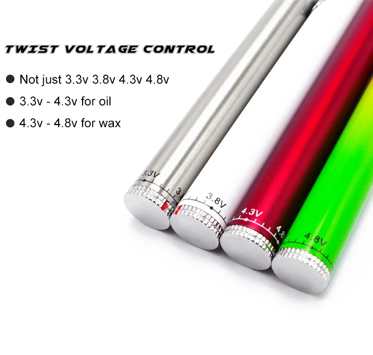 Custom logo bottom twist wax vape pen preheat 510 thread thick cbd oil vape battery with button