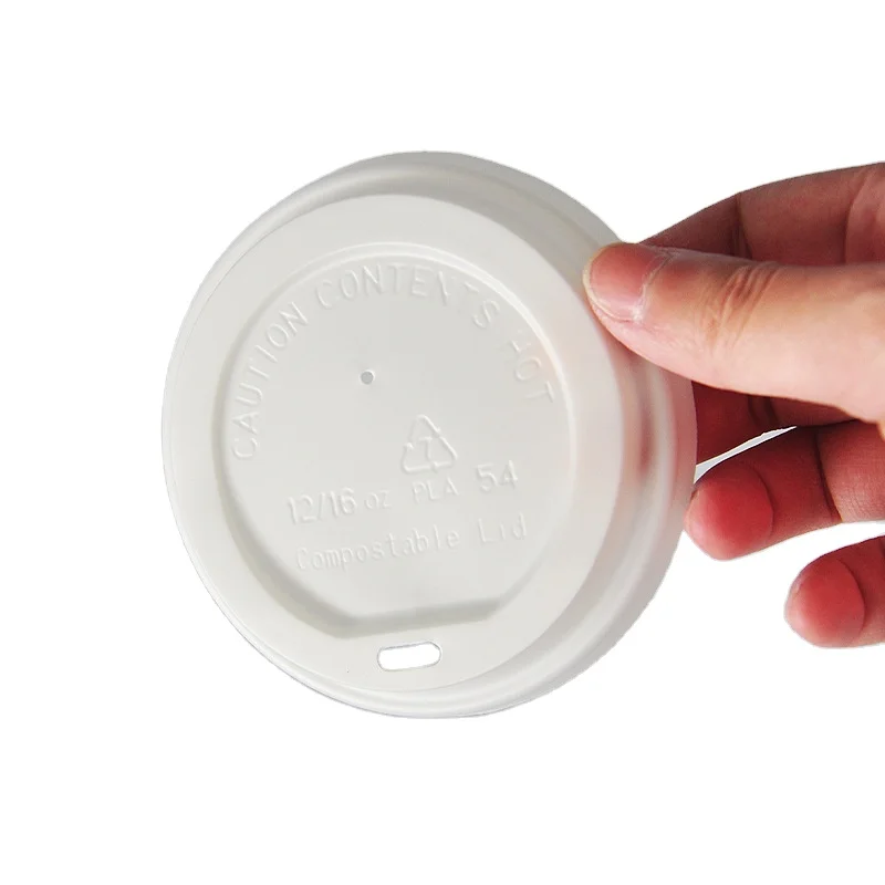 
 12oz 16oz  white composable pla coffee cup lid biodegradable cup lid  
