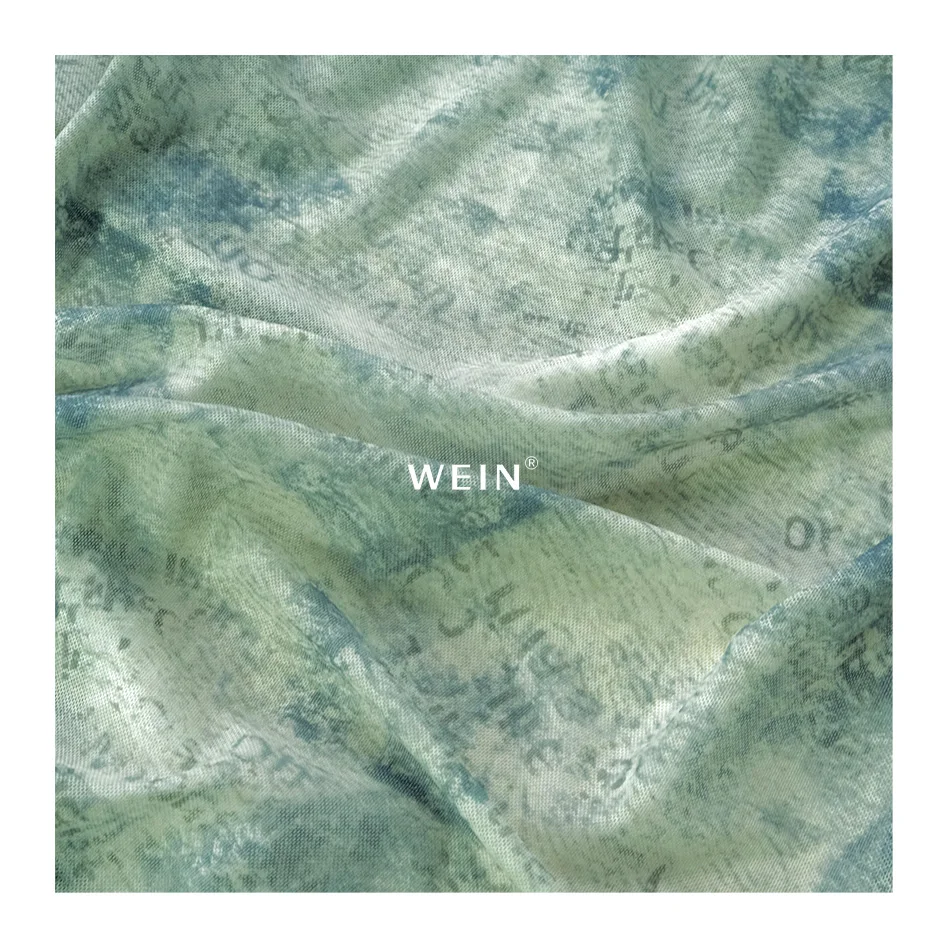 WI-K04 Custom New Style Stretch Mesh Fabric Digital Printed Trendy Patterns Through Elastane Dress Fabric