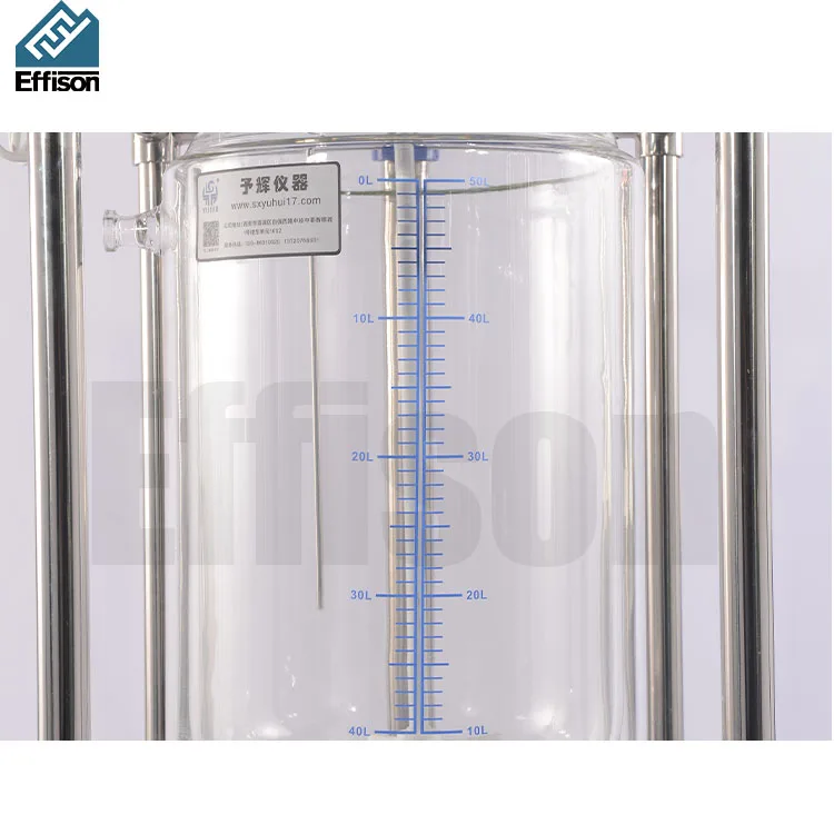 Pilot Batch Reactor Jacketed Double Layer Glass Reactor With Condenser