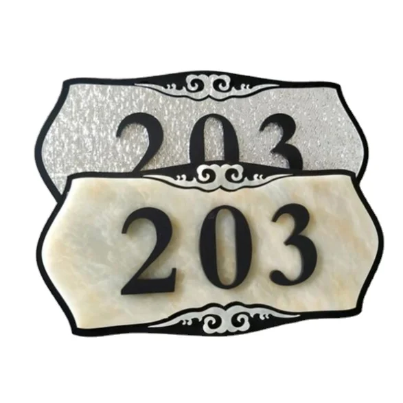 
customized Hotel acrylic house number 3D creative high quality hotel brand household digital post touch facility villa number 