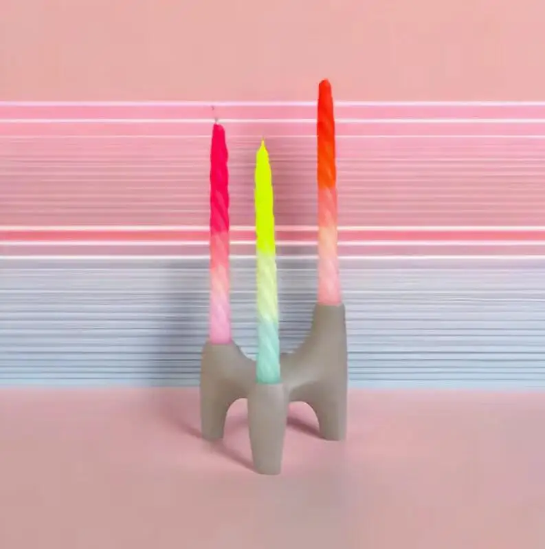 Dip Dye Neon Candles Taper Stick Pillar Twist Color Candles For Home Decor