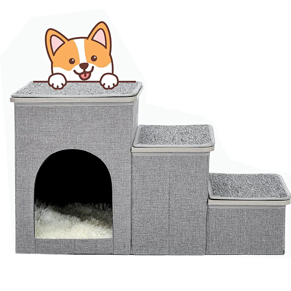 Foldable Tough Pet Steps Ladder Stool Cat Doggy Sofa Stairs Bed House For Small Old Cats Doggie