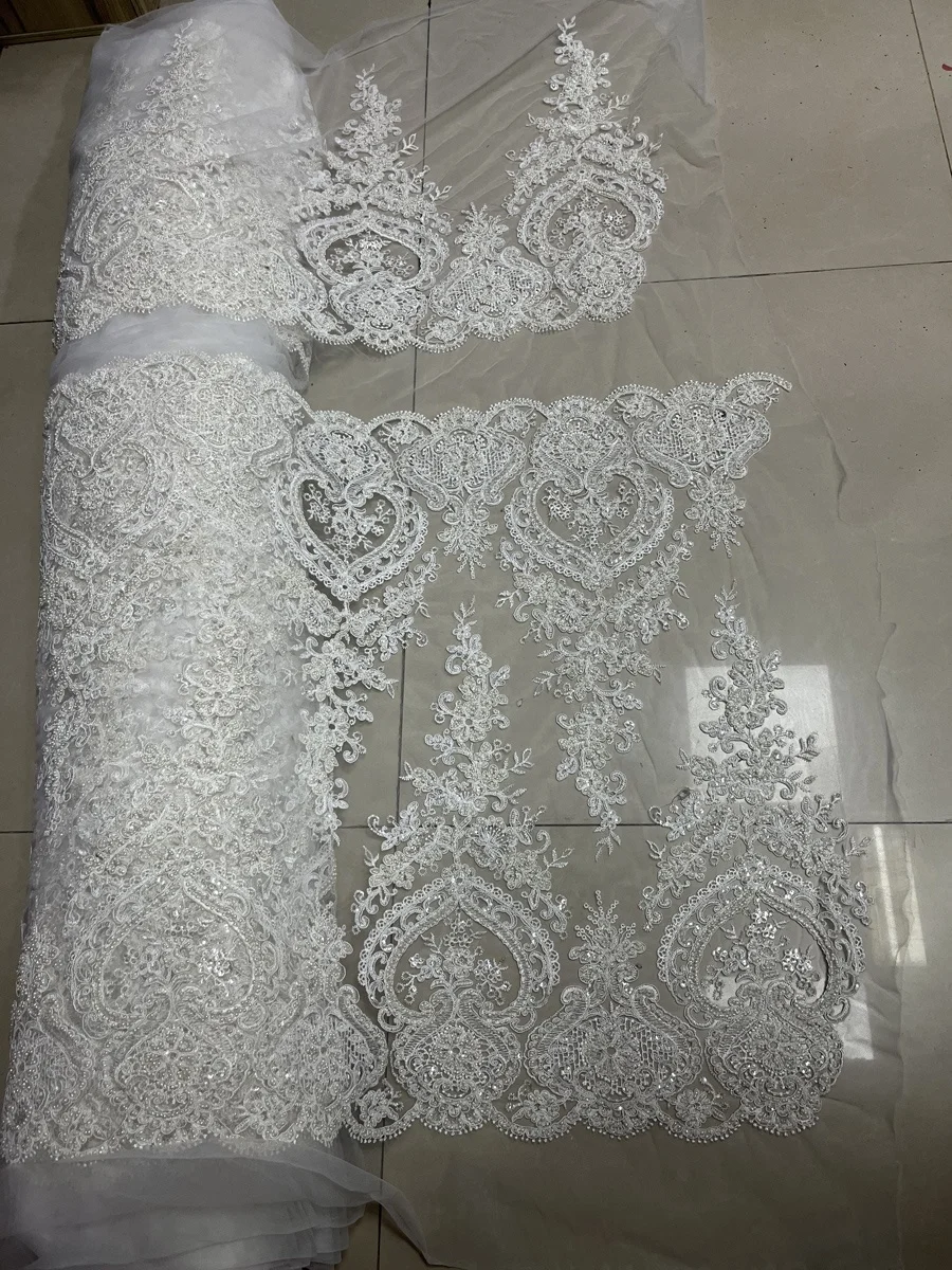 Необычная Свадебная кружевная отделка из бисера/ручная вышивка бусинами и блестками свадебная для платьев