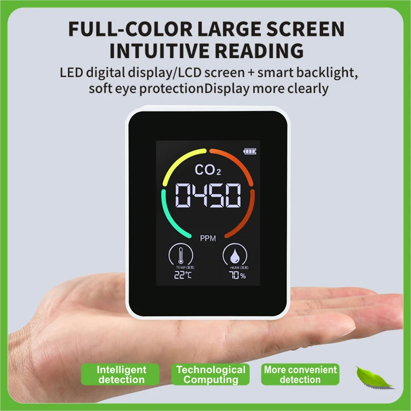2021 Mini Handheld Portable Ndir Medidor De Co2 Carbon Dioxide Detector Co2 Meter Sensor Monitor