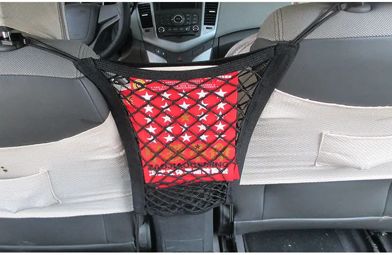 Car Storage Mesh Bag Seat Organizer Pocket Elastic Net Bag Thickened Storage Holder Bag Low MOQ Two Layers
