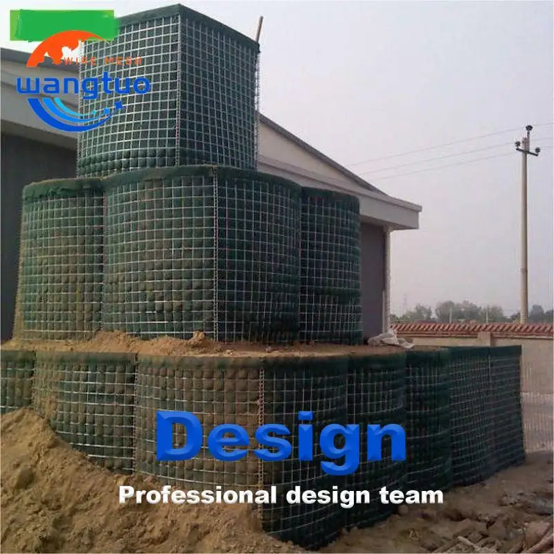 Wholesale Price Galvanized Welded Steel Wire Mesh Security Fence Flood Protection Barrier Bastion Wall Defence Barriers Metal
