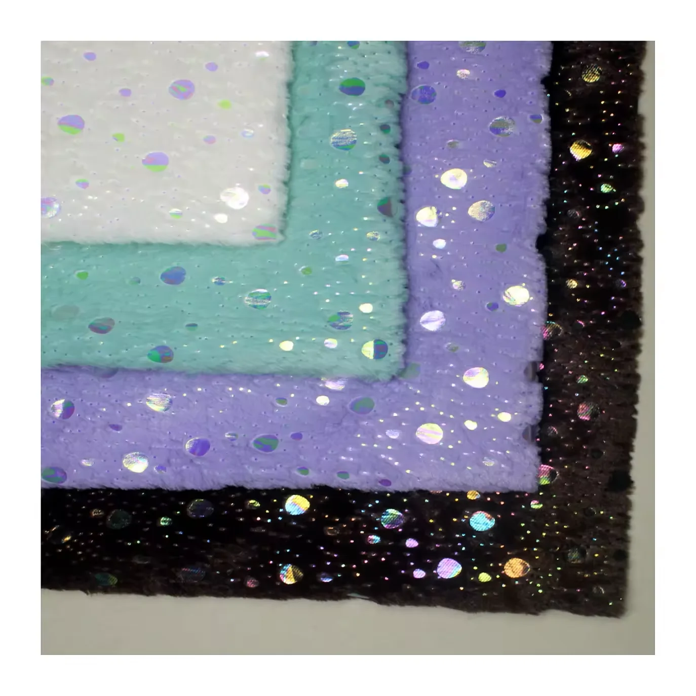Small Wholesale Customizable 100 polyester neon foil faux rabbit fur fabric for womens clothing mens shoes