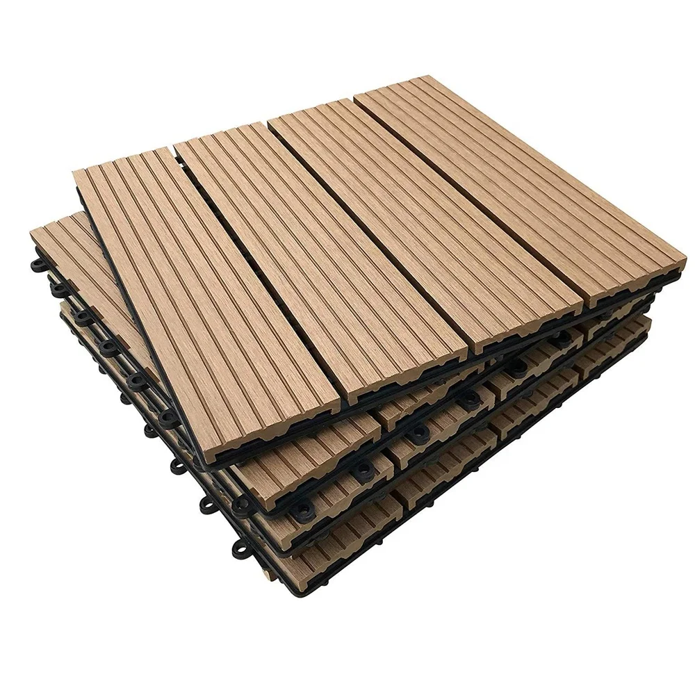 wholesale price engineered interlock flooring tile waterproof DIY WPC composite solid deck tiles for balcony garden roof