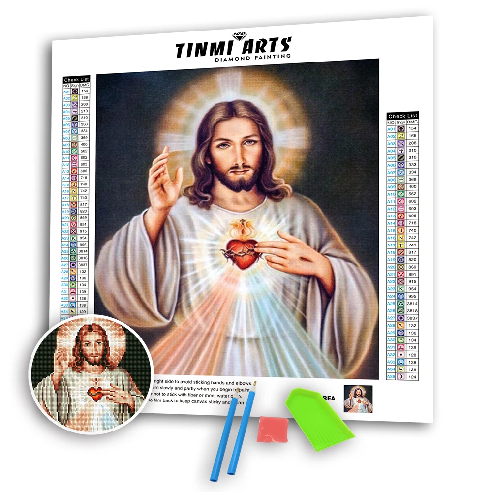 
Heart of Jesus 5D diamond painting DIY full round Religious Jesus diamond painting 