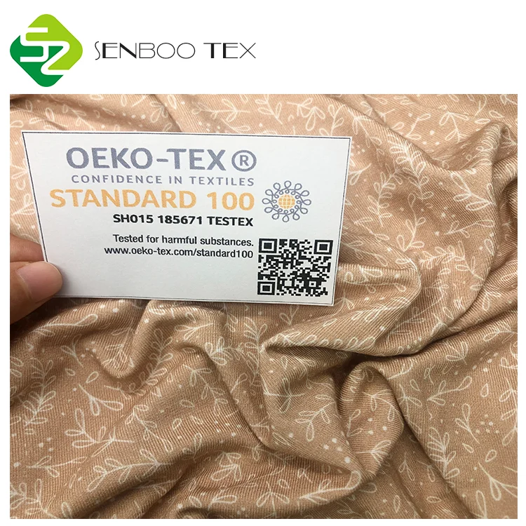 OEKO TEX 100 Сертифицированный принт 40S + 30D 94% бамбук 6% спандекс ткань для младенцев Детские комбинезоны и один шт