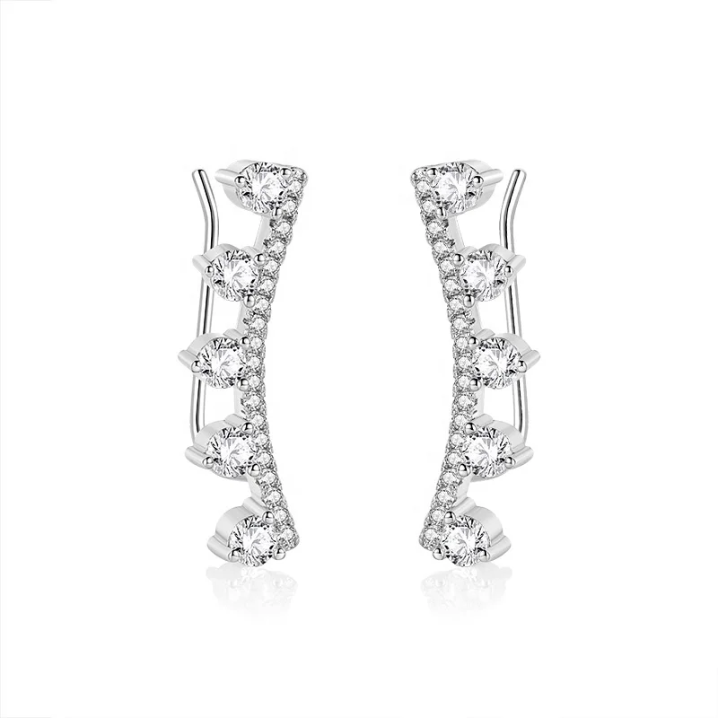 S925 Cz Cubic Zirconia Jewelry 925 Sterling Silver Stud Earrings For Women