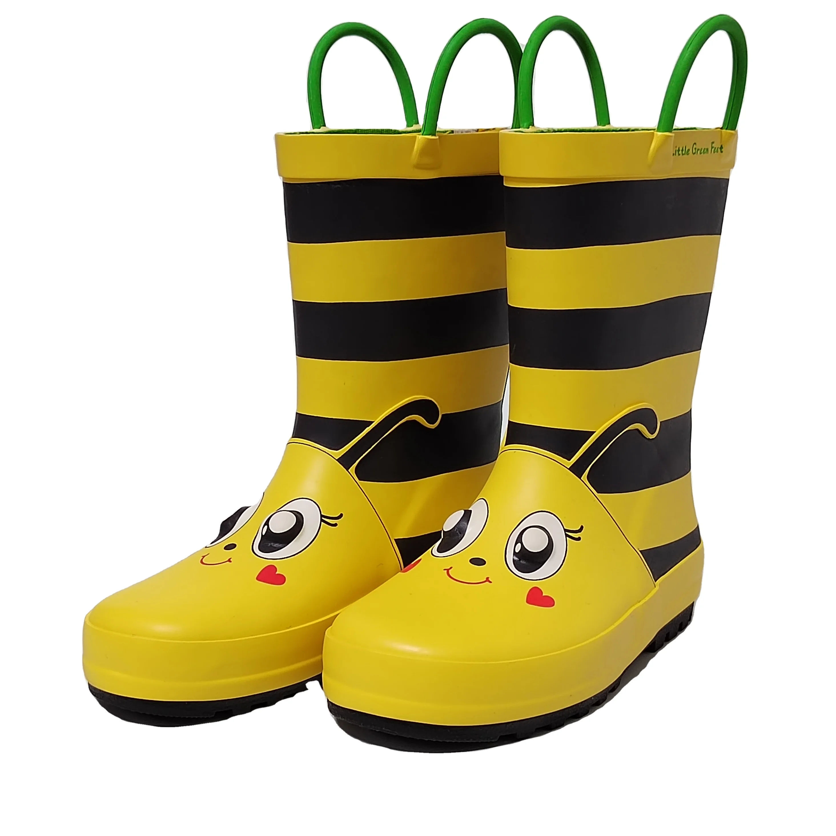 factory customized 3D bee lining printed waterproof rubber rain boots for children
