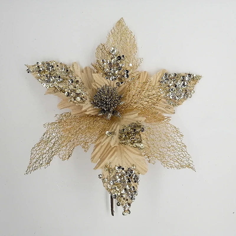 28cm Artificial Flower Big Artificial Christmas Decorations Poinsettia Large Tree Glitter Poinsettias Christmas Flowers