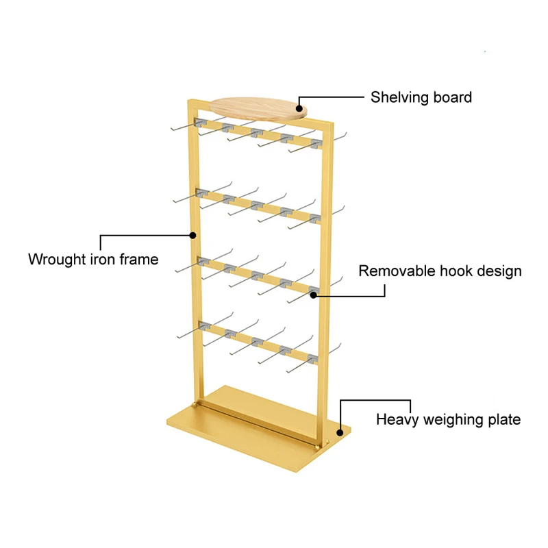 Kainice custom clothing metal garment display stand store display shelf gold shelving gondola floor displaying racks for sock