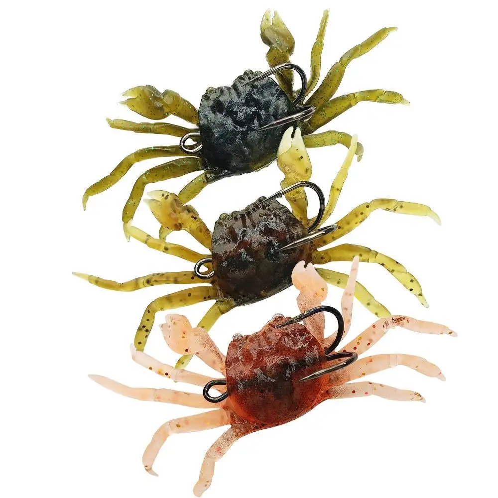 Factory price OEM 10mm 33g Silicone soft fishing lure artificial crab bait with hook soft crab