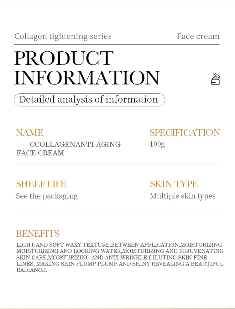 The For Care Skin Korea Snail Lift Collagen Clear Essence Moisturize Womea Gold Beauty Skin Repair Whiten Face Facial Cream