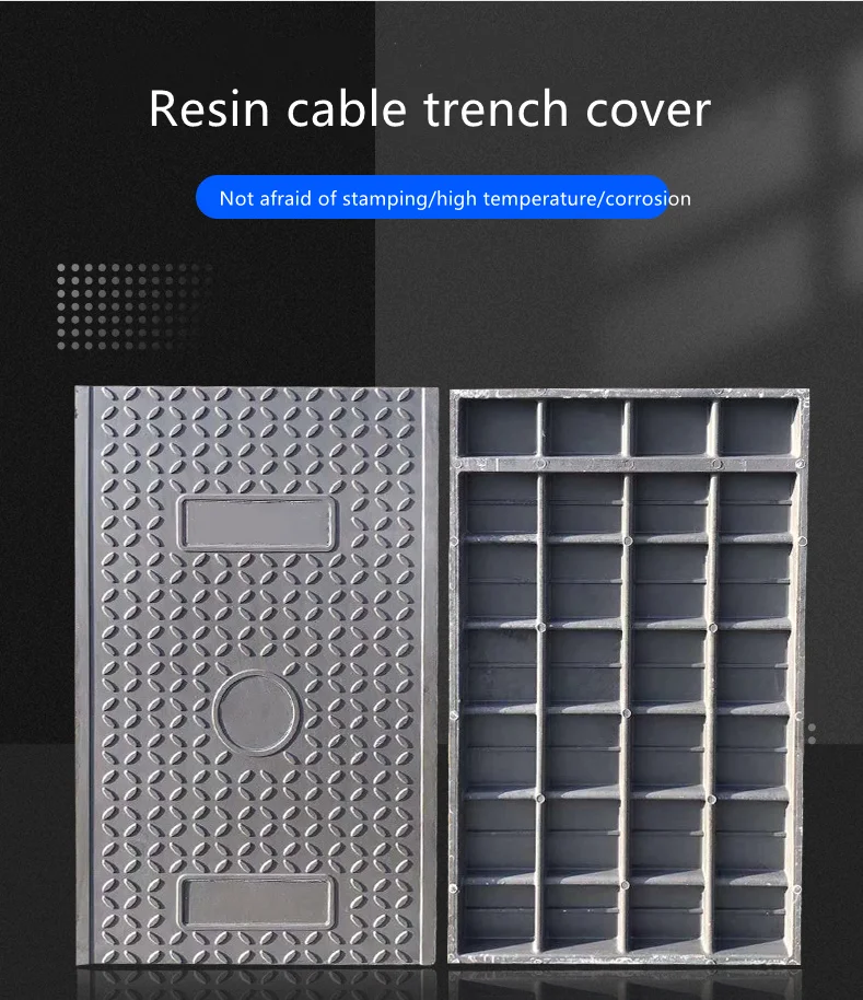 Heavy Duty Square Manhole Cover FRP composite resin Manhole Cover for Road Construction water drain