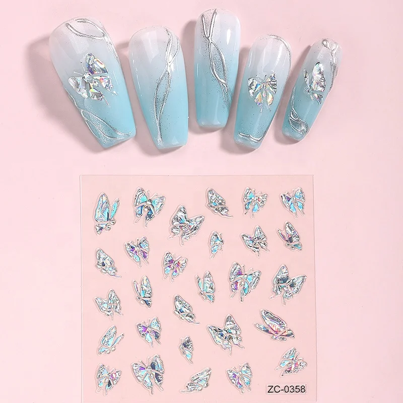 2023 Hot Sell Beauty Sticker Butterfly 3D Easter Christmas Halloween 5D Nail Decals Charm Korean Nail Art Stickers Cute