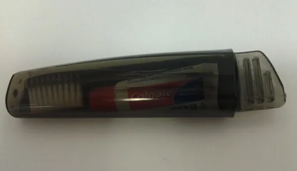 portable hygiene promotional foldable travel toothbrush with plastic jar package