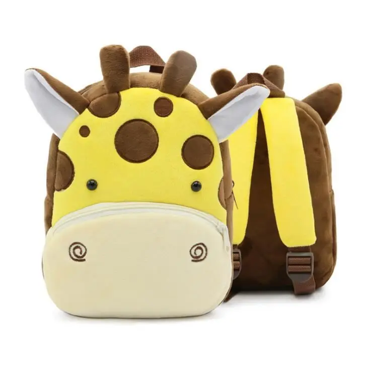 Children Toddler Preschool Backpack Plush Animal Cartoon Backpack Baby Kids School Satchel Travel Lunch Bags Giraffe