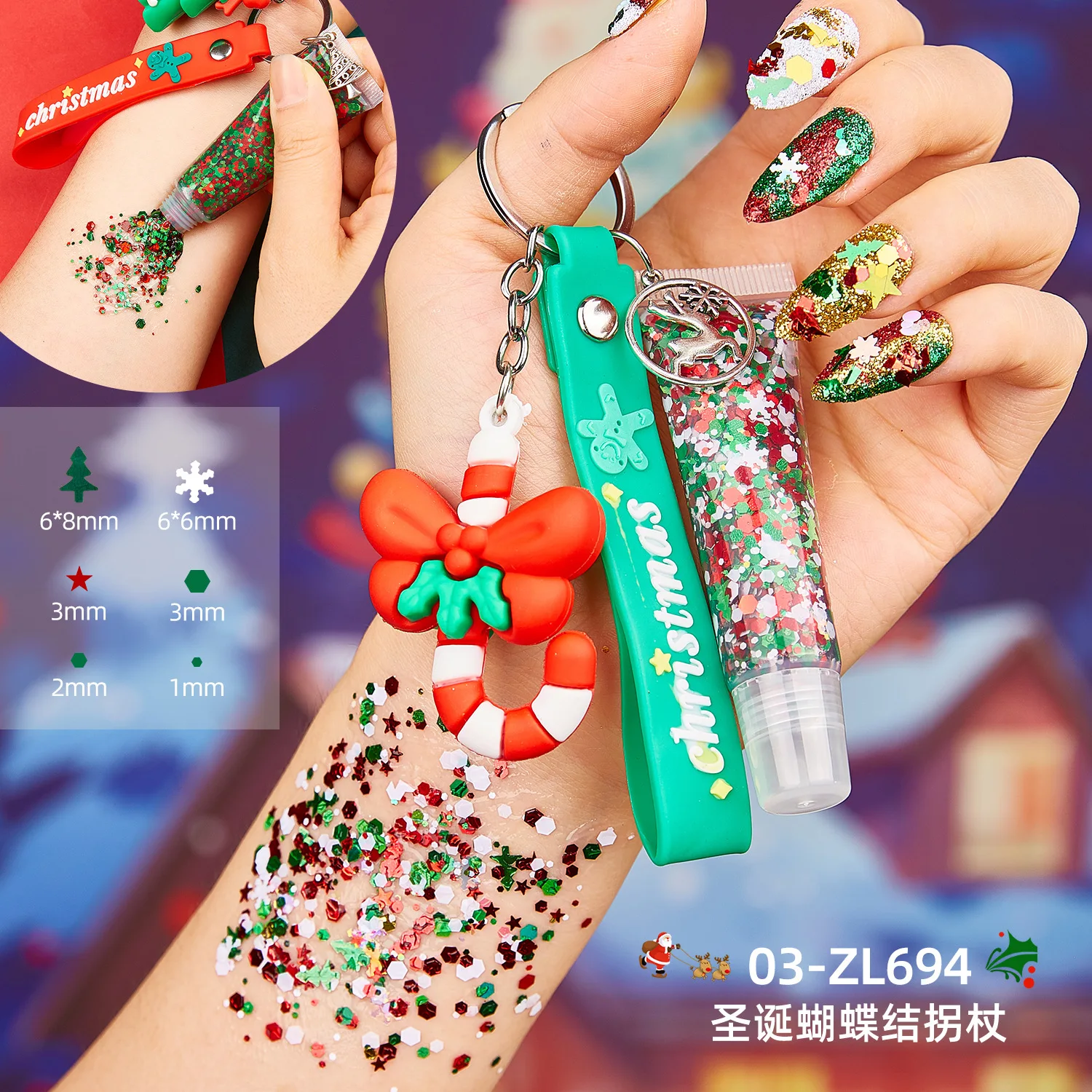 Clear Tubes Eyeshadow Lip Nails Makeup Festival Party Glitter Gel Sequins Custom Christmas Face Body Glitter Hair Gel Keychain