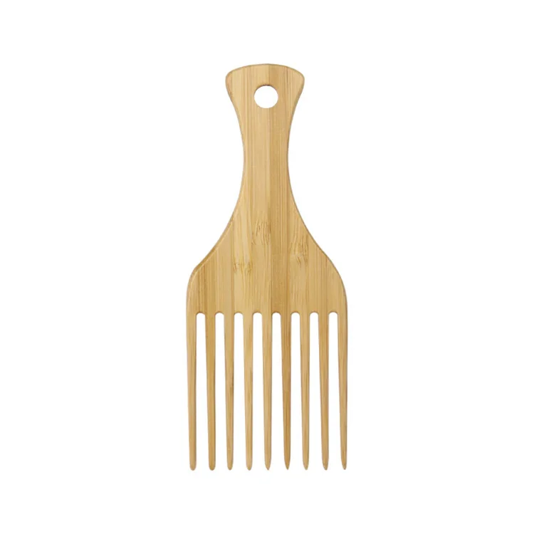 Top selling wholesale 100% natural wood bamboo wide teeth hair beard oil comb private label wood beard afro pick comb