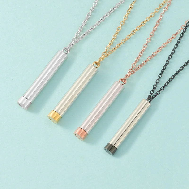 18k Gold Plated Hidden Message Locket Bar Necklace Blanks for Laser Engrave Women Stainless Steel Pendant