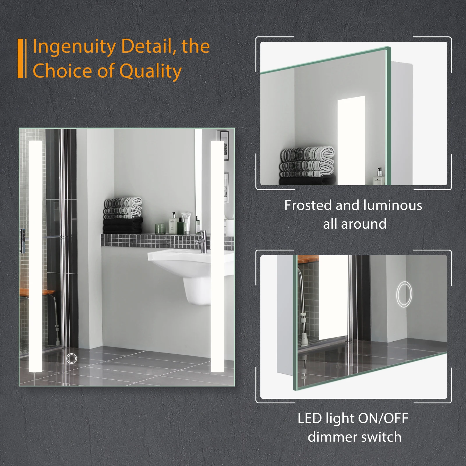 Hot Selling Touch Switch Modern Illuminate Bathroom Mirror Wall Mounted Shower Mirror With LED Mirror For Bathroom