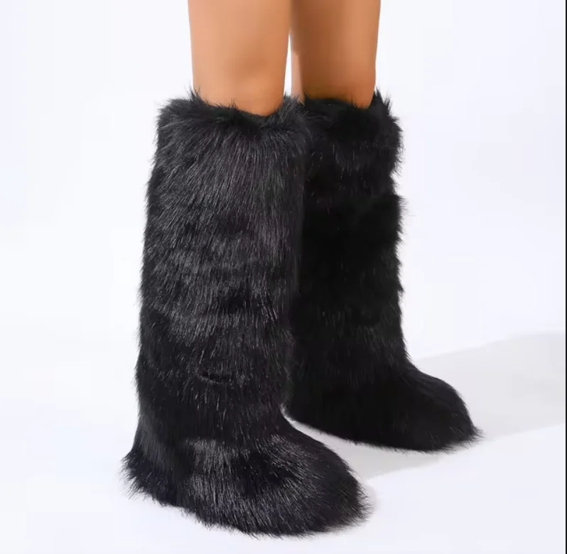 Autumn and Winter Thickened Warm Leggings for Girls, Y2K Faux Fur Boots Socks, Fluffy Long Tubes Pile