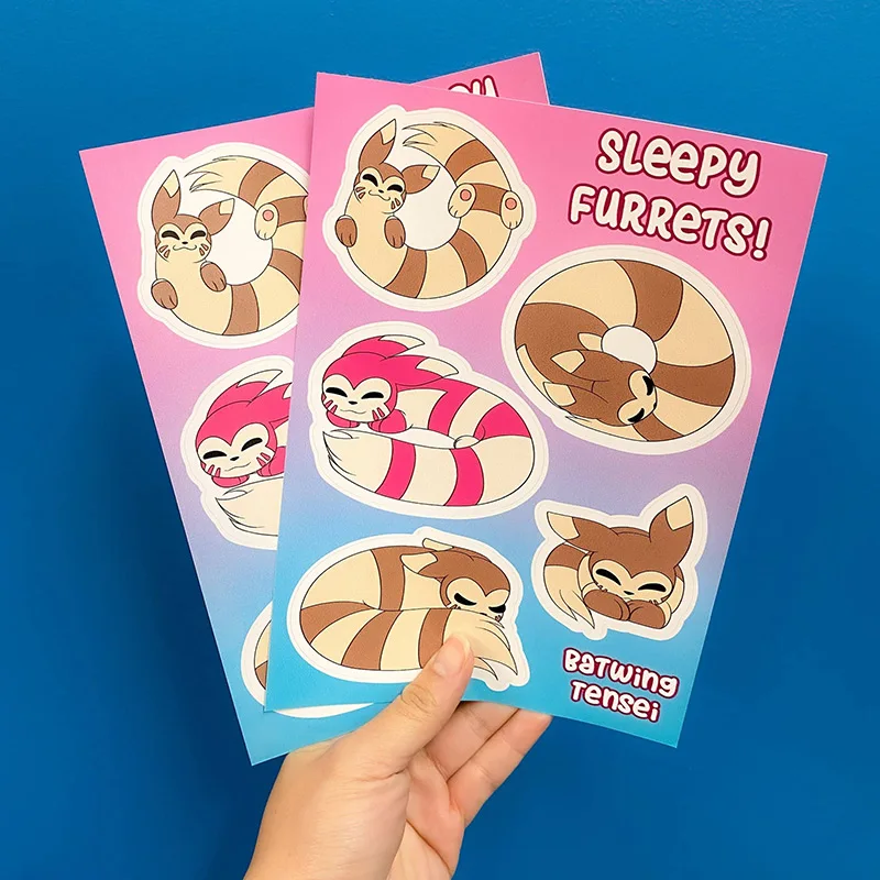 Custom Vinyl Sticker Waterproof Self Adhesive A4 A5 A6 Sheet Kiss Cut Sticker Label Print Supplier Sticker