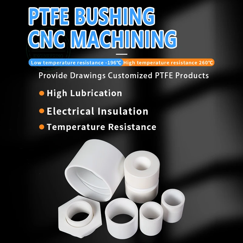 Oem Ptfe Plastic Bushings Ptfe Flange Polytetrafluoroethylene Bush With Spiral Slot Shaft Sleeve Bearing manufacturing For Bolts