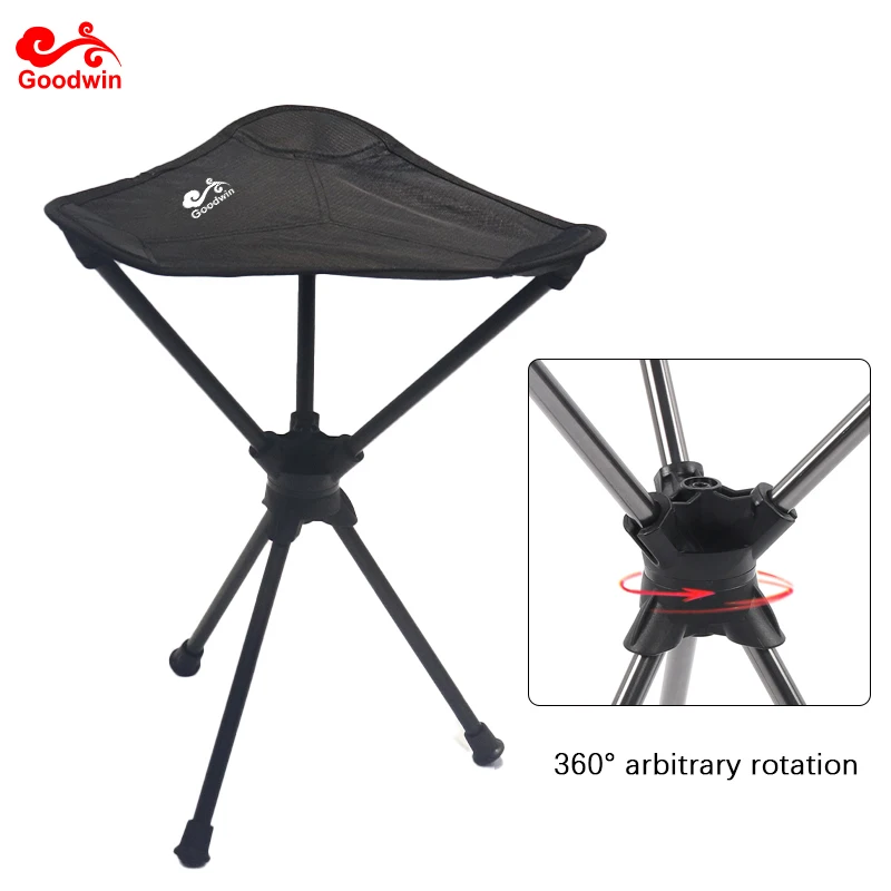 Factory Customized 360 Degree Swivel Stool Mini Aluminium Portable Stool Three Legs Beach Camping Chair