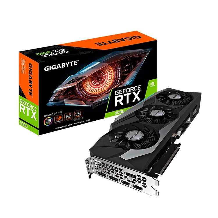  2021 совершенно новая игровая Видеокарта GIGABYTE RTX3080 96M 1710 МГц 10G GPU 3090 3070
