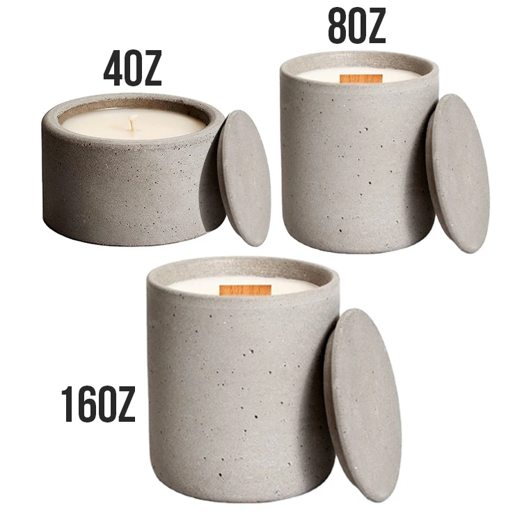  New Design Round Bottom16oz 480ml Light Grey Large Empty Cement Concrete Candle Container Jar with